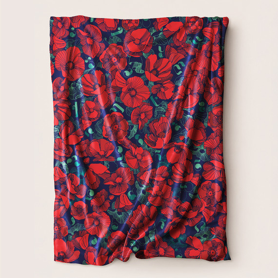 პლედი - ყაყაჩოები მუქი