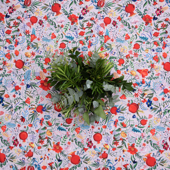 Tablecloth - Pomegranates garden - White, Material: Polyester, Size: 140x140, 4 image