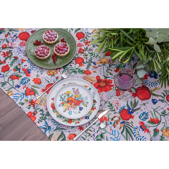 Tablecloth - Pomegranates garden - White, Material: Polyester, Size: 140x140, 8 image
