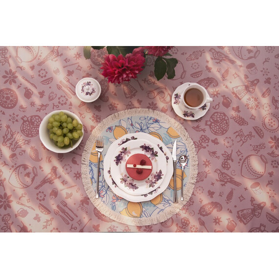 Placemats - Lemon Blue - Round 2 Pc, 4 image