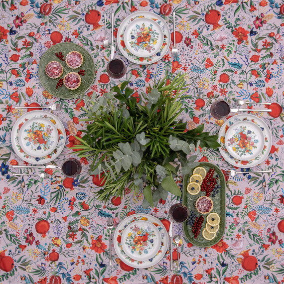 Tablecloth - Pomegranates garden - White, Material: Polyester, Size: 140x140, 2 image