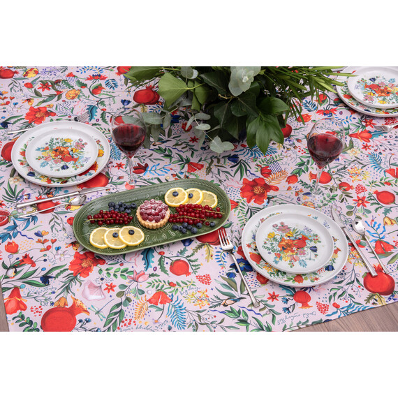 Tablecloth - Pomegranates garden - White, Material: Polyester, Size: 140x140, 9 image