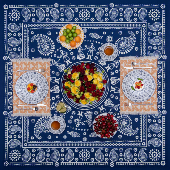 Tablecloth - Kala - Blue, Material: Polyester, Size: 140x140, 2 image