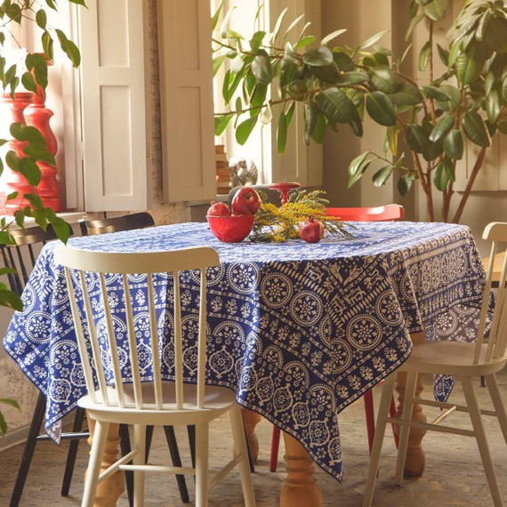 Tablecloth - Akhvlediani - Blue, ზომა: 210 x 140 სმ, Material: Cotton