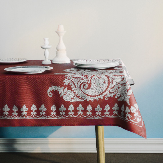 Tablecloth - Bagrationi - Red, ზომა: 140 x 140 სმ, Material: Polyester