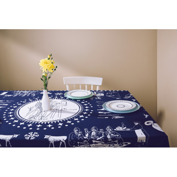 Tablecloth - Pirosmani - Blue - Polyester, ზომა: 140 x 140 სმ, Material: Polyester, 4 image Tablecloth - Pirosmani - Blue - Polyester, ზომა: 140 x 140 სმ, Material: Polyester, 4 image