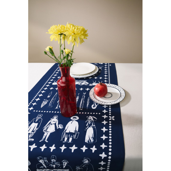 Runner - Pirosmani - Blue - Polyester, 2 image