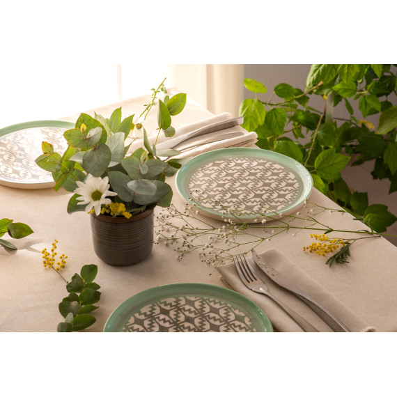 თეფში ხალიჩა - ნაცრისფერი, 3 სურათი თეფში ხალიჩა - ნაცრისფერი, 3 სურათი